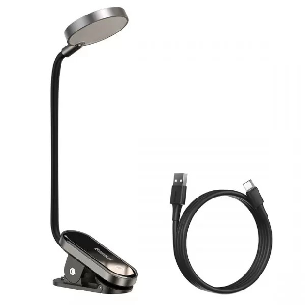 Настольные лампы BASEUS Mini Clip Lamp DGRAD-0G USB беспроводная светодиодная со встроенным аккумулятором 350 mAh Grey