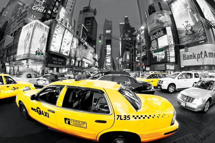 Постер плакат Час Пик На Таймс-Сквер Желтое Такси/Rush Hour Times Square Yellow Cabs 61x91,5 см