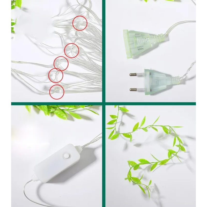 Гірлянда світлодіодна Зелена Іва теплий з LED-підсвіткою з листям (2814870553) - фото 6