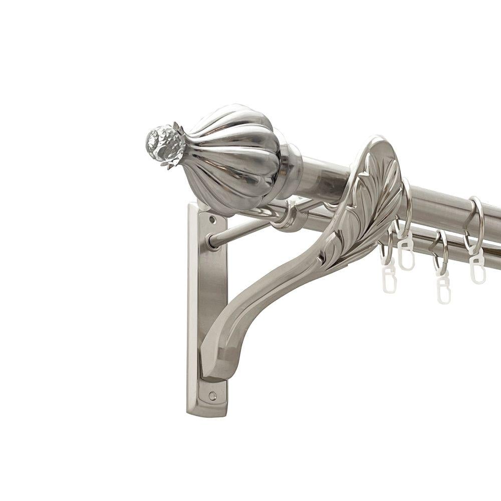 Карниз Orvit Таджа-Кристал металевий дворядний ретро гладка труба кільце металеве 25/19 мм 200 см Нержавіюча сталь (00-00021620) - фото 1