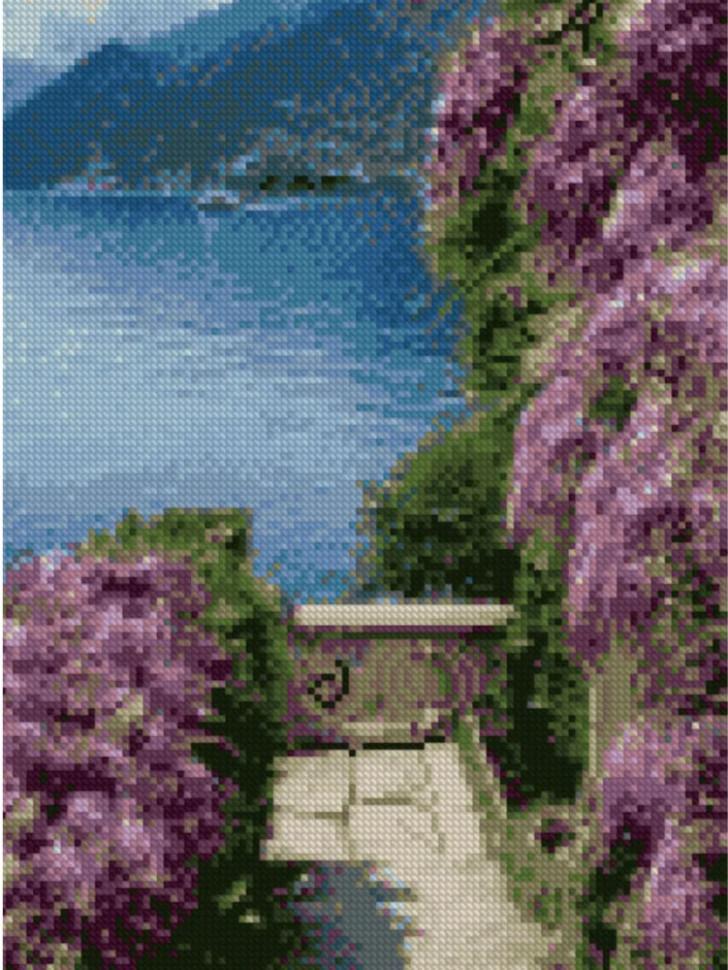 Алмазная мозаика Strateg Лазурный берег в горах  30х40 см (HX216)