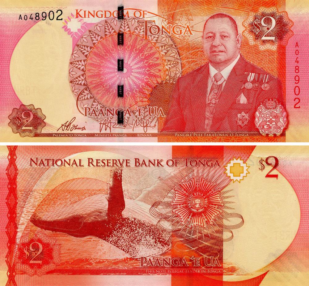 Коллекционная банкнота Тонга 2 паанга 2015 UNC Кит P44 (Б18232)