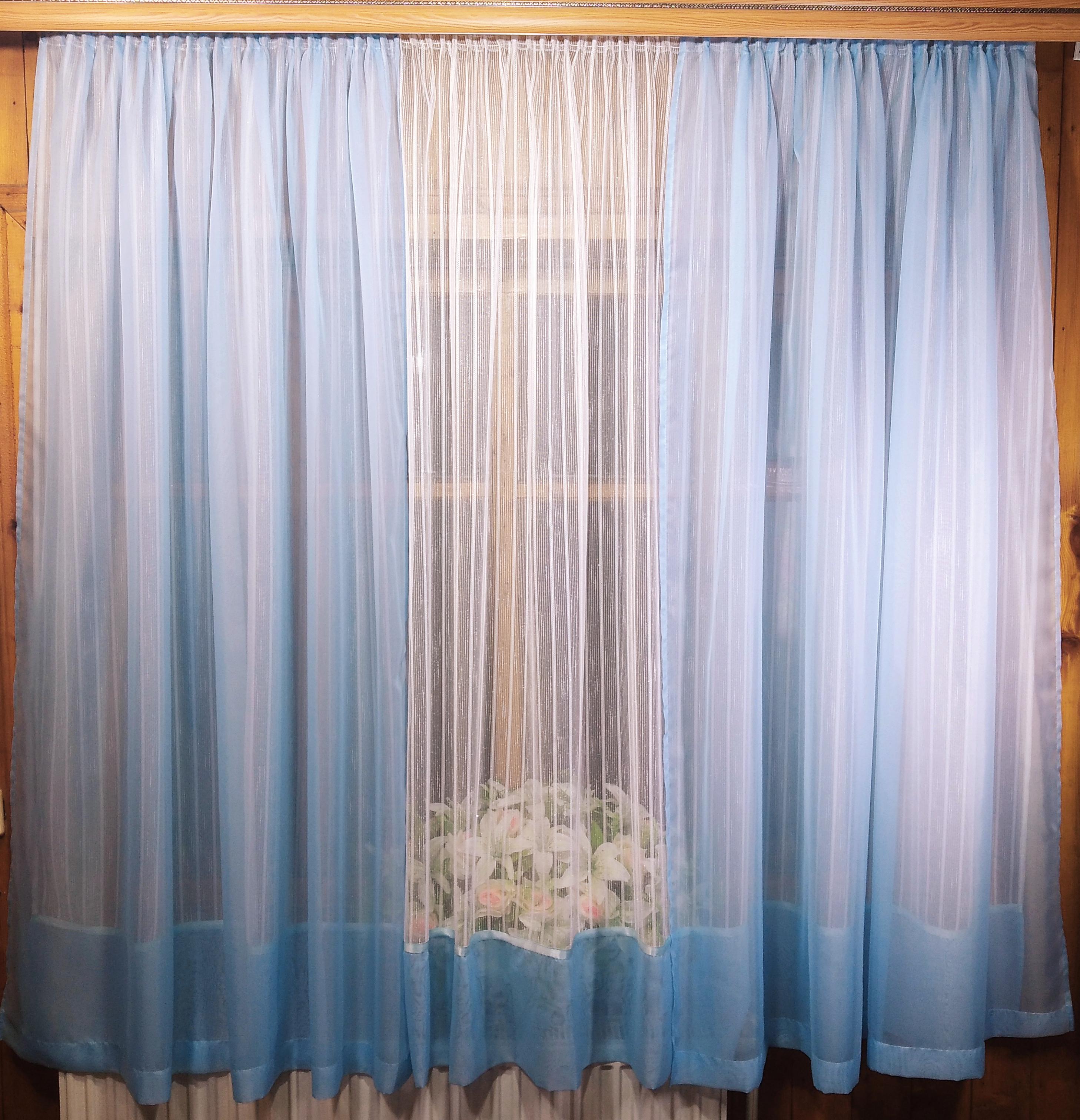 Занавеска короткая готовая Элизабет лен вертикальная полоса Голубой - фото 4 Занавеска короткая готовая Элизабет лен вертикальная полоса Голубой - фото 4