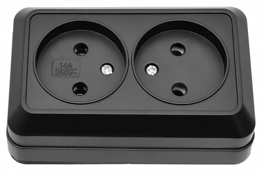 Розетка двойная внешняя OPERA Черный (2107) (2107)