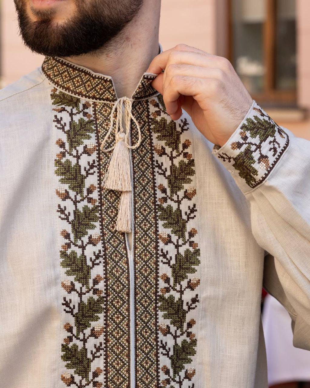 Вышиванка мужская р. 58 Бежевый (414) - фото 5 Вышиванка мужская р. 58 Бежевый (414) - фото 5