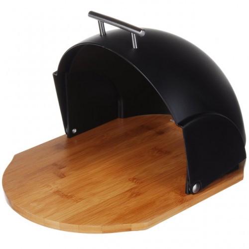 Хлібниця A-plus Marble з бамбуковою основою Чорний