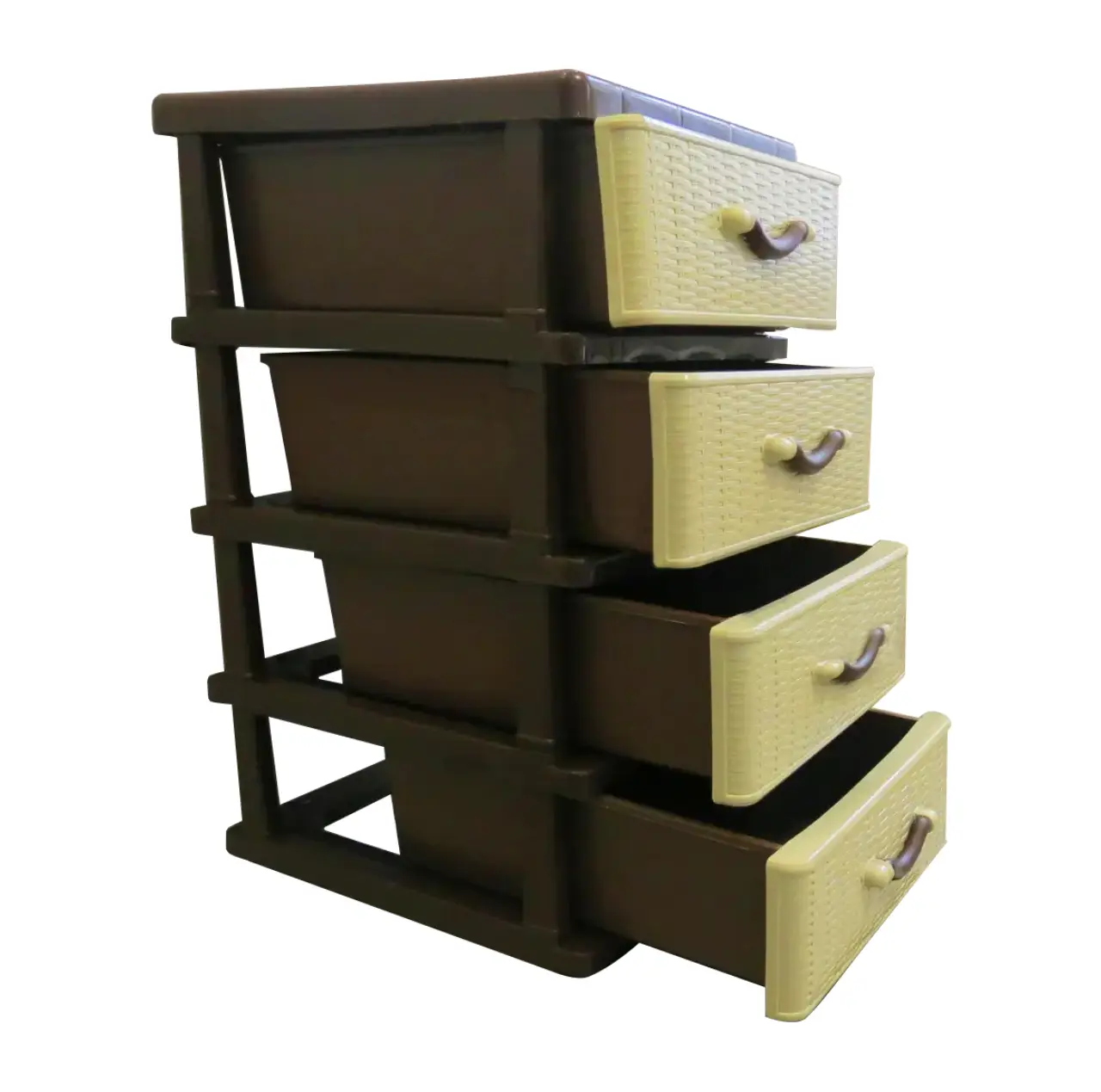 Комод пластиковый 4 ящика 43х34х64 см Бежево-коричневый (29439015)