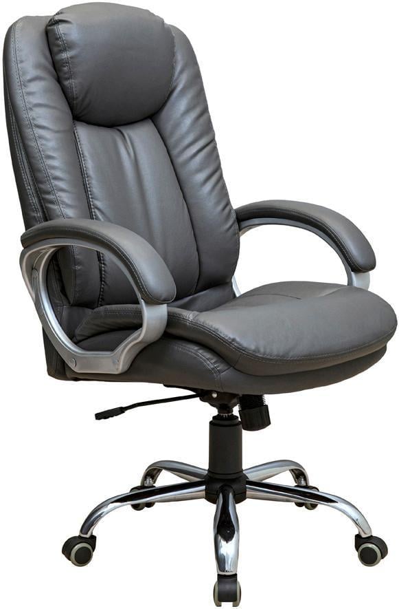 Офисное кресло руководителя Elite ProDesign Tilt М-1 хром прорезиненные колеса экокожа Gray (rch_chr_00238)