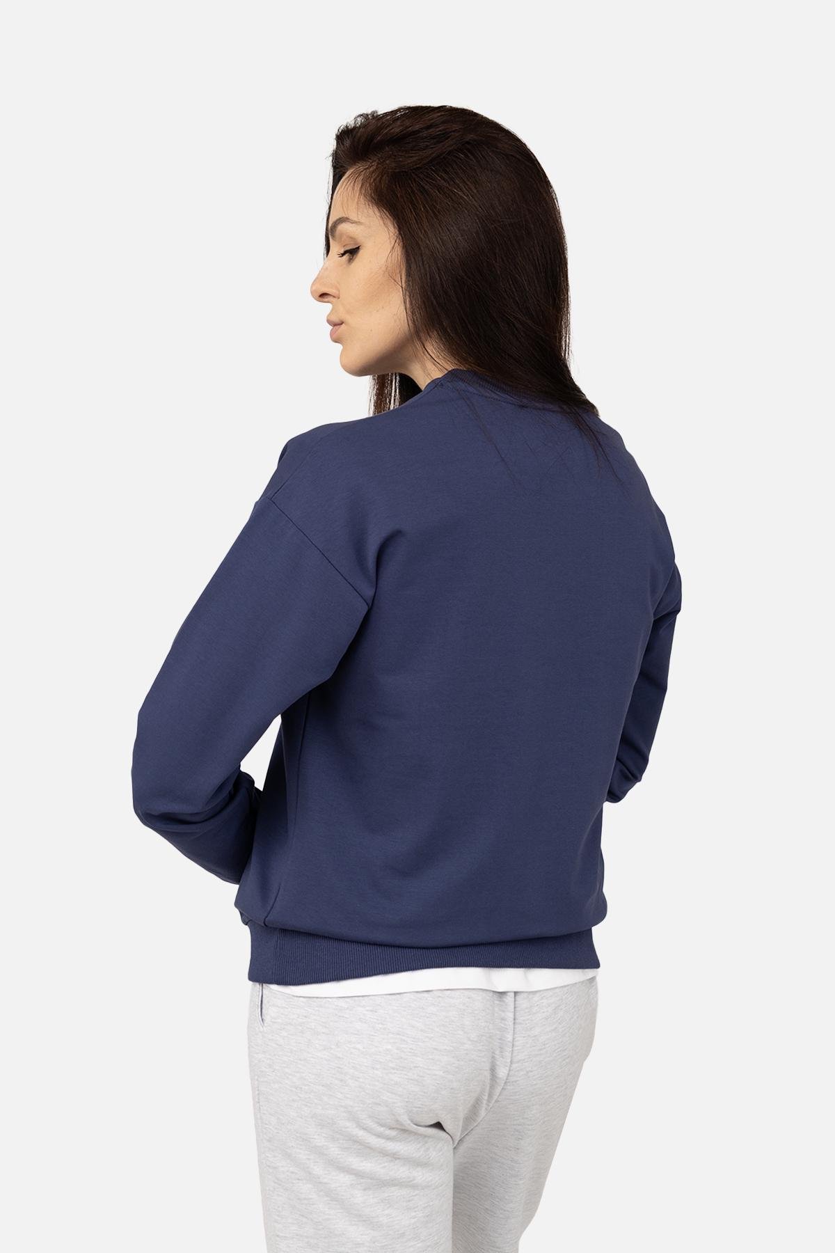 Свитшот женский ЦБ-00266287 р. 50 Темно-синий (SKT001035629) - фото 4 Свитшот женский ЦБ-00266287 р. 50 Темно-синий (SKT001035629) - фото 4