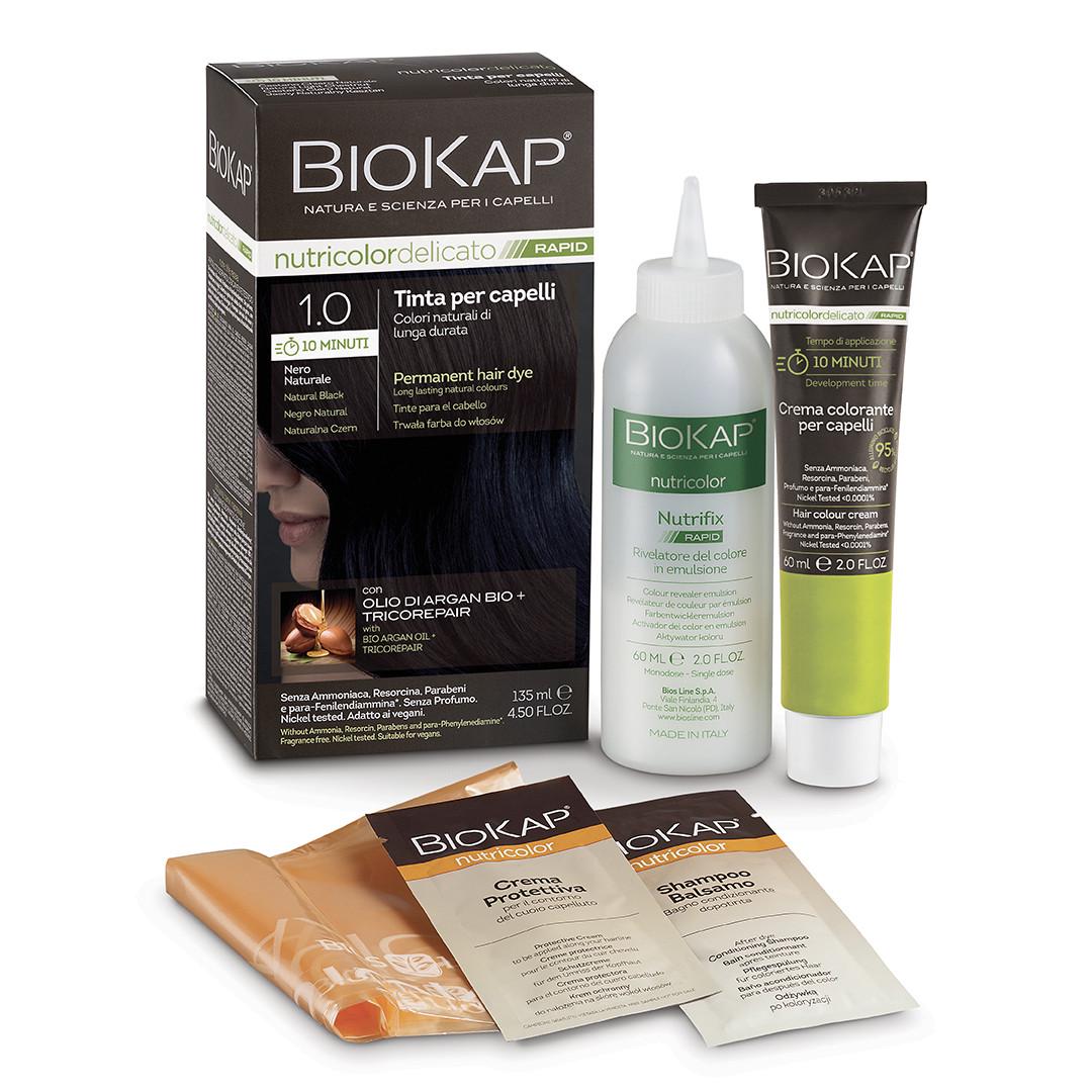 Краска для волос Bios Line BioKap Nutricolor Delicato Rapid 135 мл 1.0 Nero