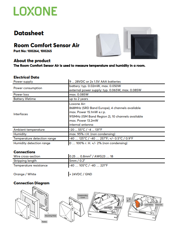 Датчик климата беспроводной Loxone (100264) - фото 6