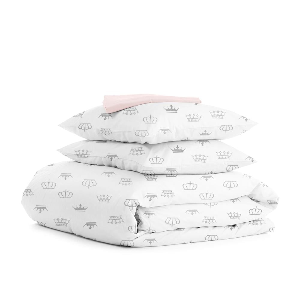 Комплект сімейної постільної білизни Cosas Crown Grey White Rose 2х160х220 см на гумці (4822052042519)