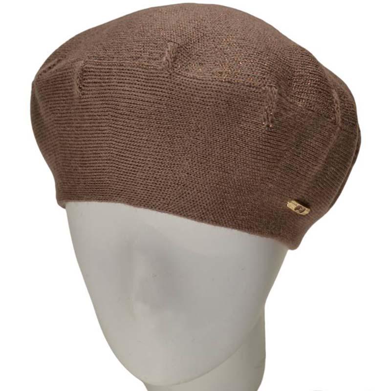 Берет женский Lirus Клео двойной шерстяной тонкой вязки с люрексовой нитью Темно-пудровый (111328)