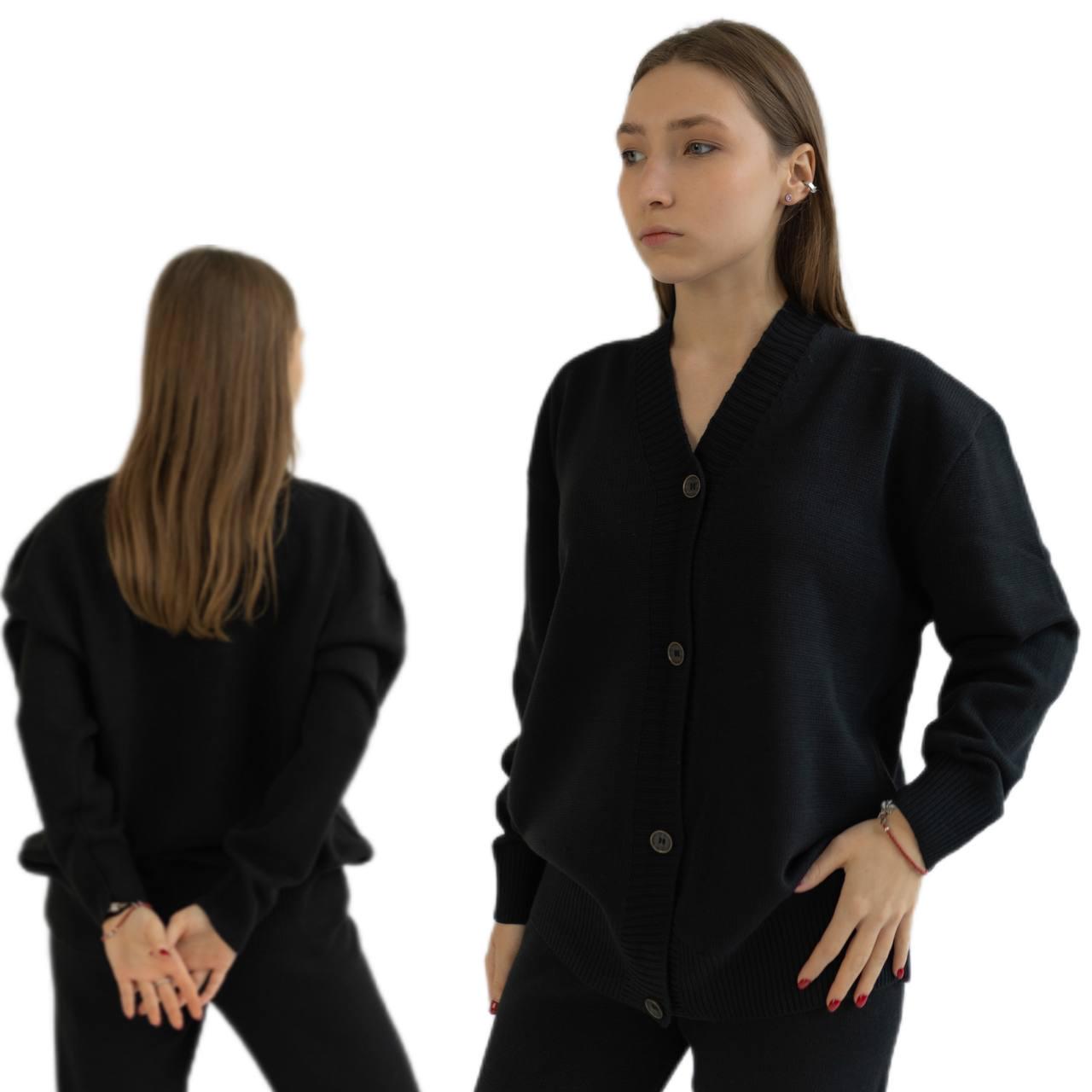 Кардиган вязаный на зиму-весну WALERI one size Черный - фото 2