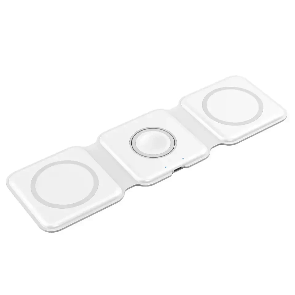 Зарядное устройство беспроводное магнитное 3в1 для Iphone 15/14/13/12/Apple Watch/AirPod складное (1674621693)