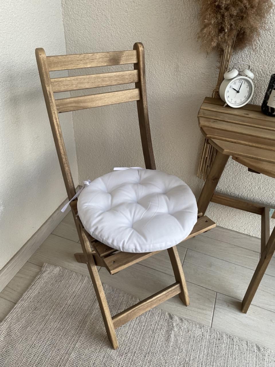 Подушка на стул с завязками круглая Color 40х40х5 см Белый - фото 7