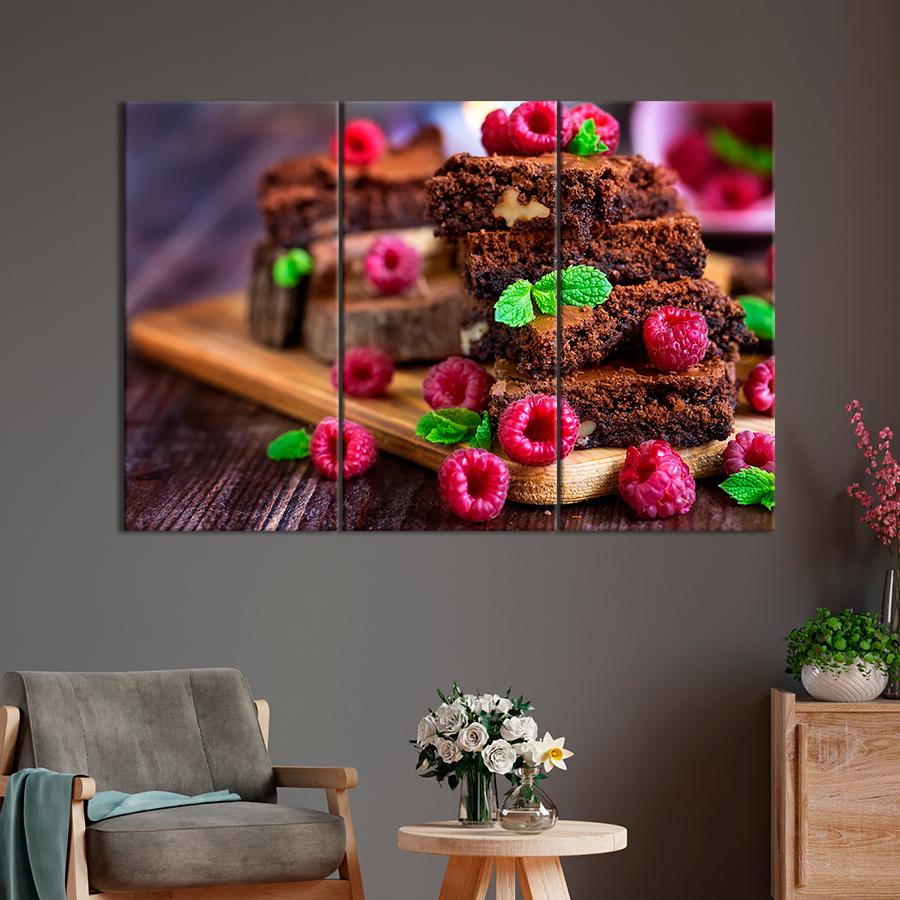 Настенний декор Шоколадный брауни с малиновым декором 156x100 см (A356-3)