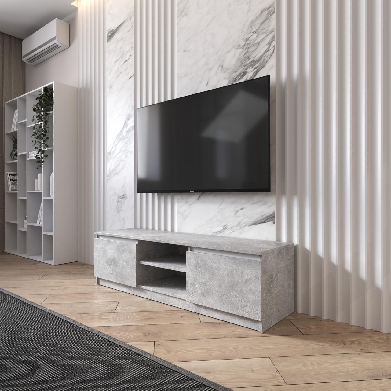 Тумба під телевізор Вайс R-14 1400×400×400 мм Бетон/Білі планки (30670609) - фото 1 Тумба під телевізор Вайс R-14 1400×400×400 мм Бетон/Білі планки (30670609) - фото 1