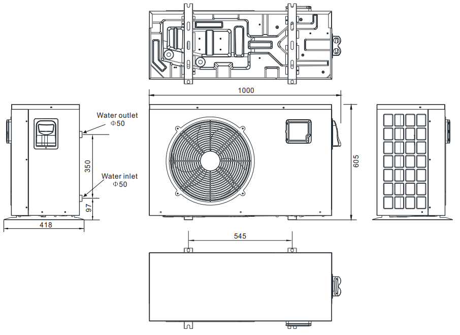 Тепловой насос инверторный Azuro Mountfield PASRW030-P-BPIII для бассейна 12 кВт - фото 5
