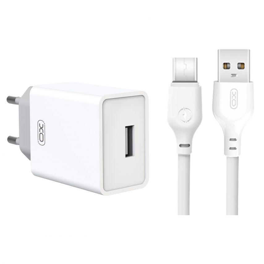 Зарядное устройство для Xo L93 1 USB/2.4A/Data Cable USB to Type-C White
