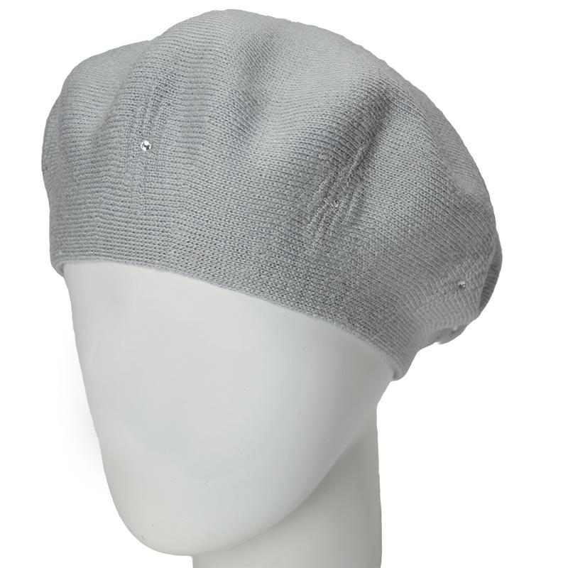 Берет женский Lirus Рассвет двойной тонкой вязки Серо-голубой (159392)