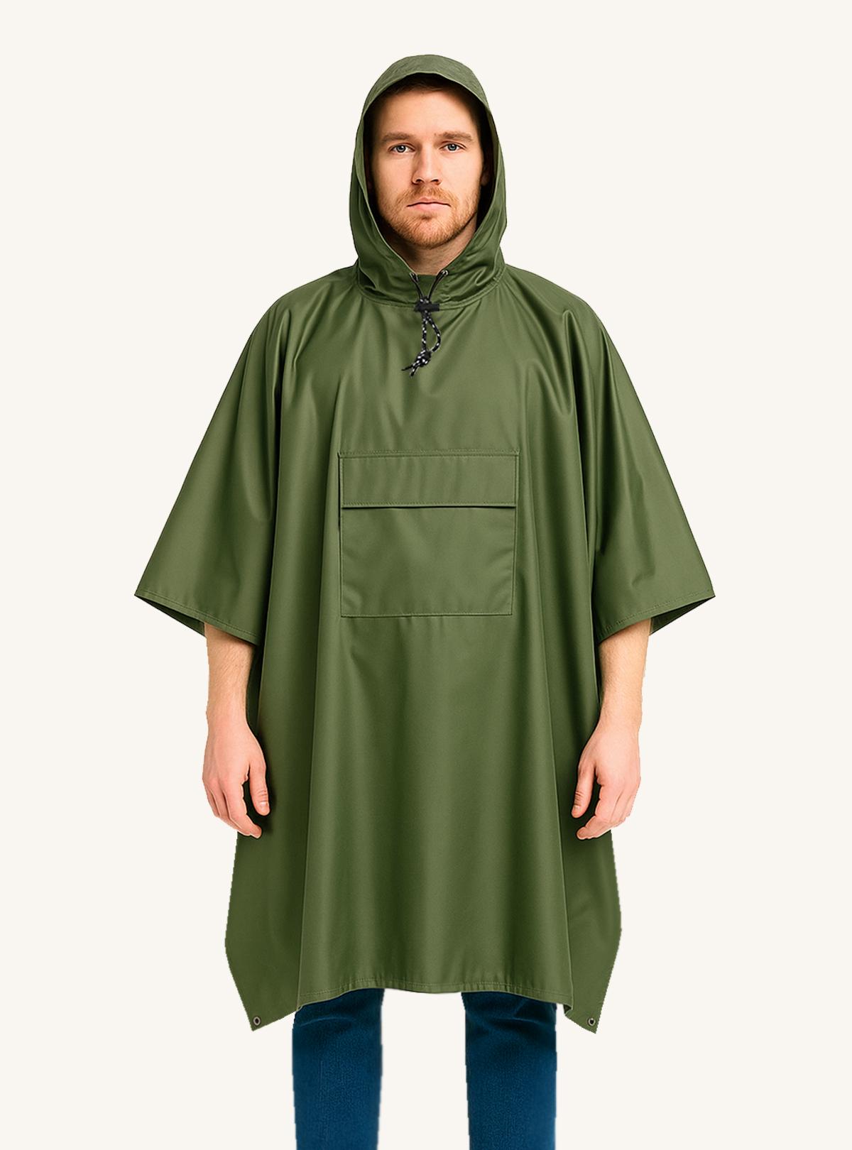 Дощовик пончо з чохлом OnePro та теплий флісовий бафф Хакі (73838)