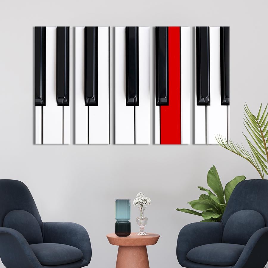 Картина модульная из 5 частей Клавиши фортепиано L 132x80 см (531-51) Картина модульная из 5 частей Клавиши фортепиано L 132x80 см (531-51)