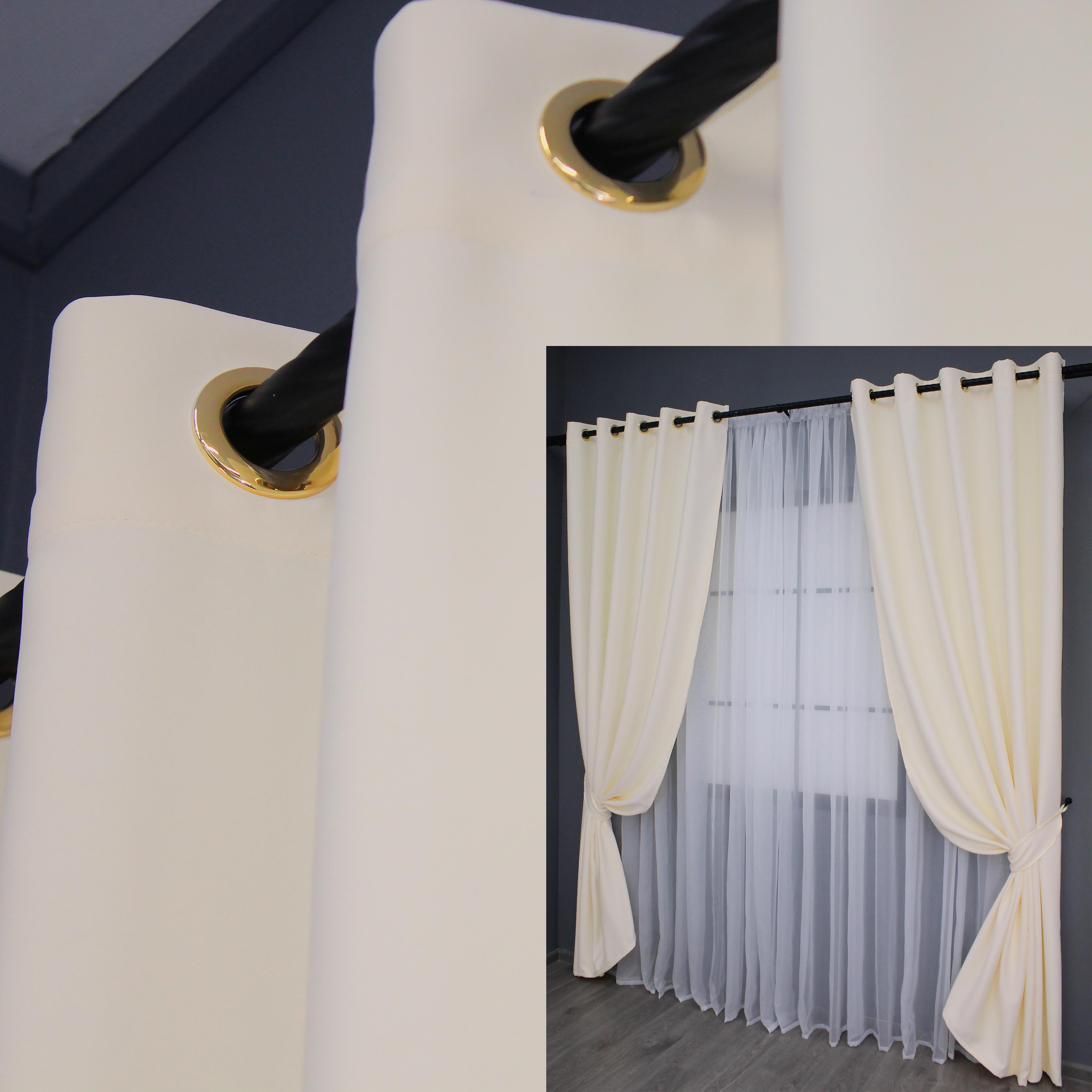 Комплект штор на люверсах VR-Textil Блэкаут Bagema Rvs № 1293ш 150х250 см 2 шт. Кремовый (37-0023) - фото 10