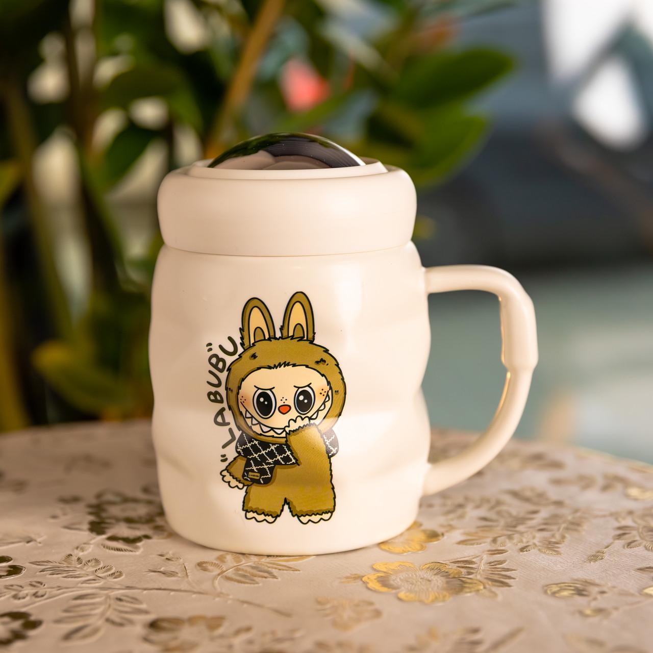 Чашка фарфоровая Labubu Toffee с крышкой 400 мл (FM-54B)