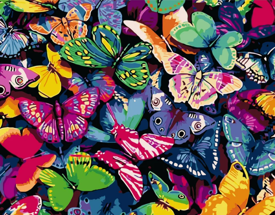 Картина по номерам Strateg Разноцветные бабочки 40x50 см (VA-0125)