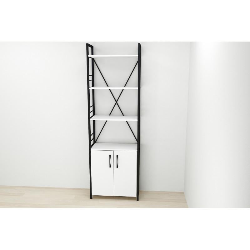 Етажерка Ferrum-decor Konekt 4/60 з тумбою метал/ДСП Чорний/Білий (FRD-104484) - фото 3 Етажерка Ferrum-decor Konekt 4/60 з тумбою метал/ДСП Чорний/Білий (FRD-104484) - фото 3