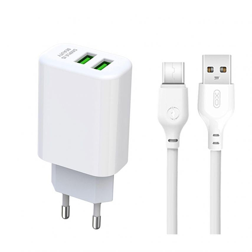 Адаптер Xo L85C 2 USB/2.4A/Data Cable USB to Type-C White