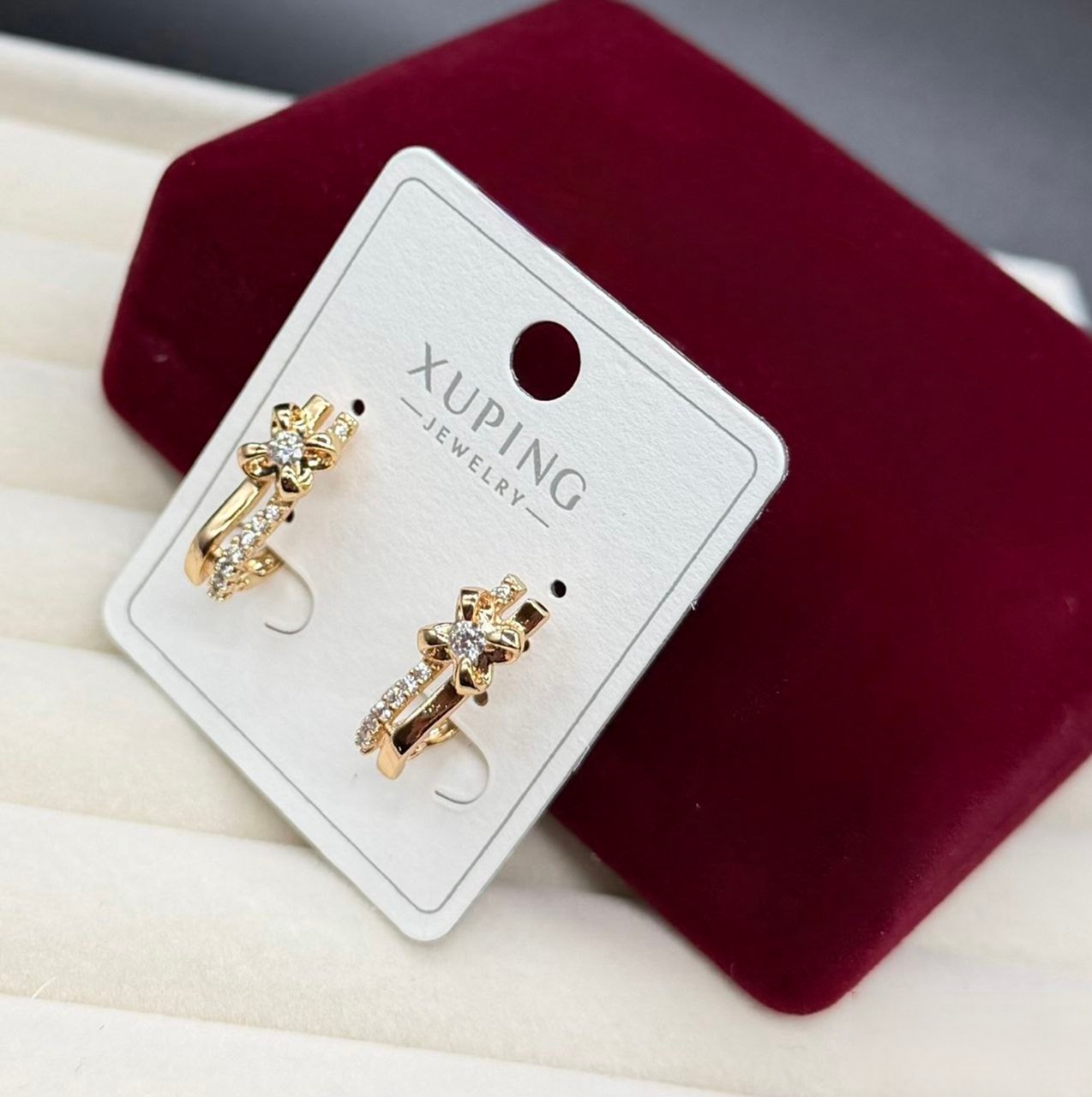 Серьги Xuping гипоаллергенное медицинское золото с кристаллами в форме цветка (2906385478)