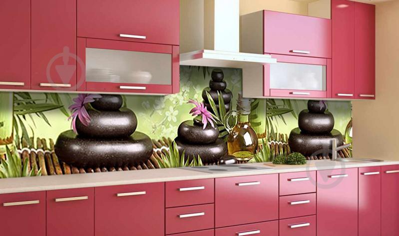 Наклейка виниловая кухонный фартук  Zatarga  "Глянцевые Камни Бамбук"  600х2500 мм