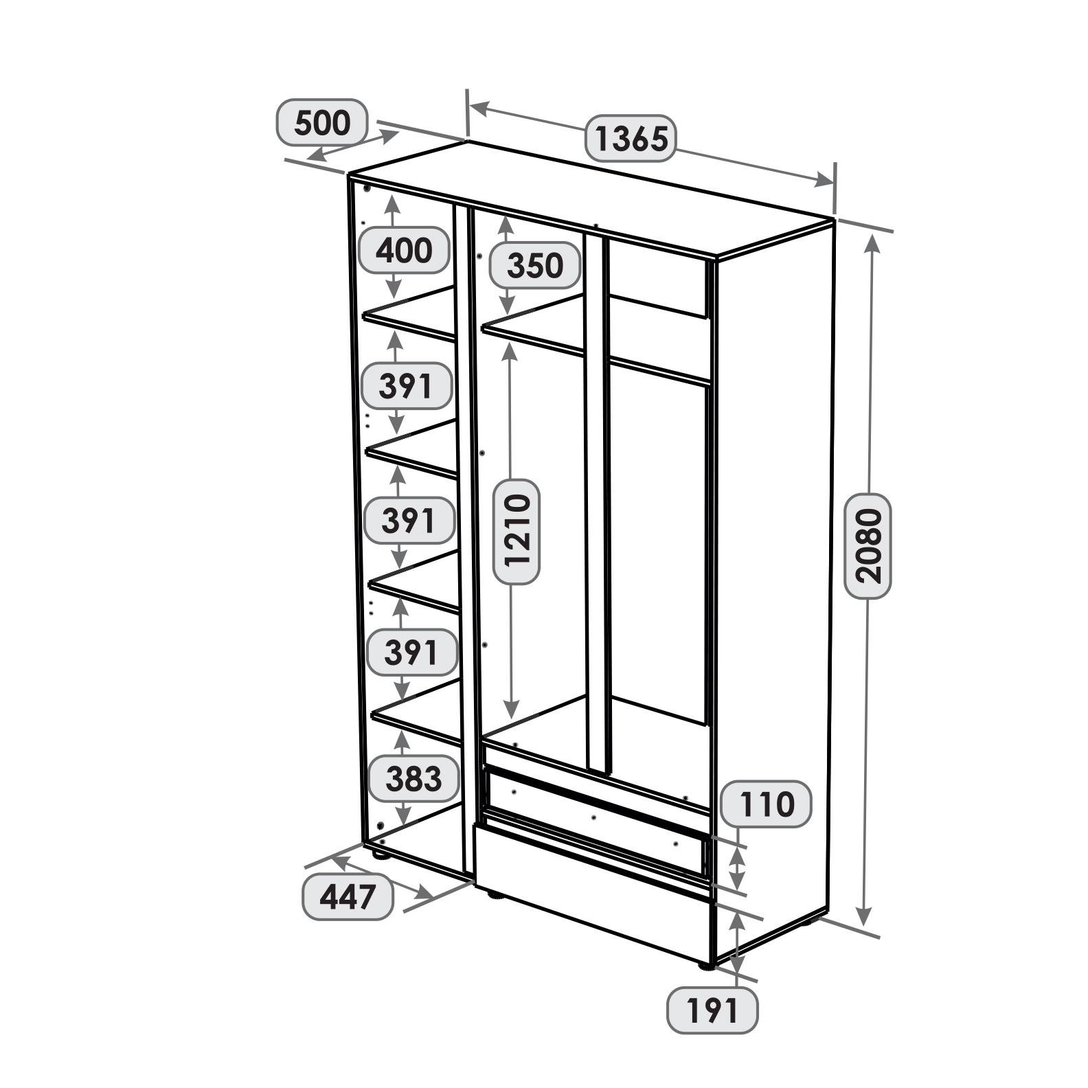 Шкаф Everest Лайт ШЛ-3 1365х500х2080 мм Крафт белый (11412) - фото 6 Шкаф Everest Лайт ШЛ-3 1365х500х2080 мм Крафт белый (11412) - фото 6