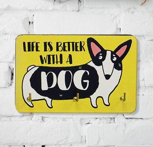 Ключниця настінна Presentville Life is better with a dog 10х15 см (KEDL_21S011)