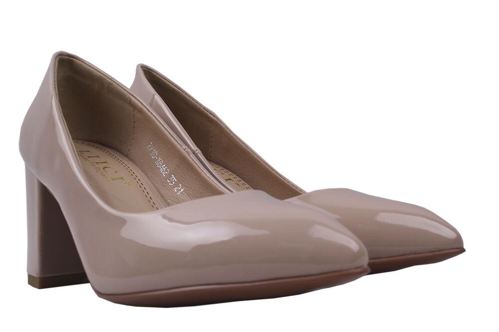 Туфли Liici на каблуке женские эко из кожи р. 37 Бежевый (82-20DT)