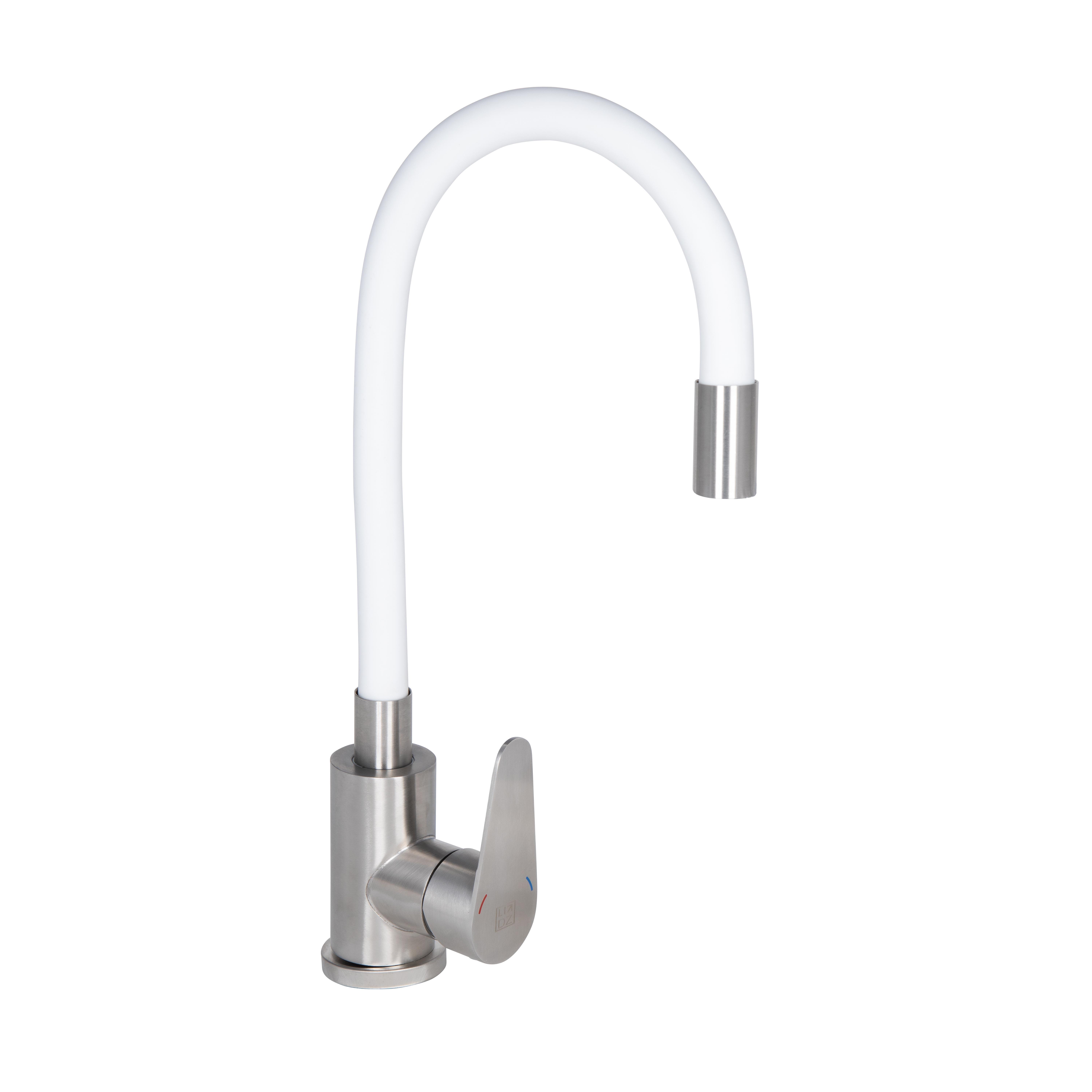 Смеситель для кухни Lidz Vida 04R-WFS U-образный гибкий White (k35)