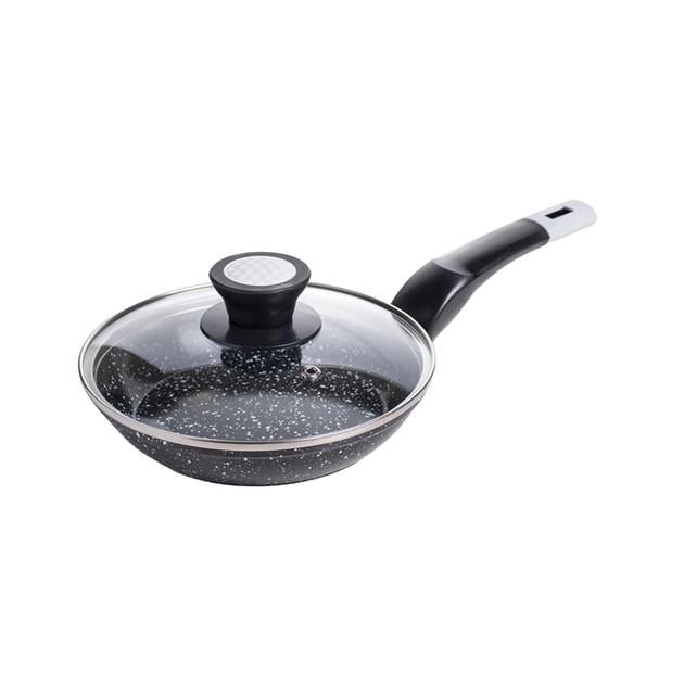 Сковорода со стеклянной крышкой мраморное покрытие 16 см