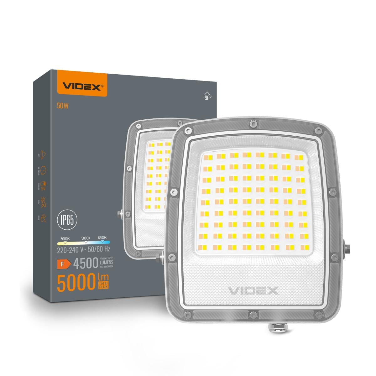 Прожектор LED Videx F5 50W 3000/5000/6500K 230V White (VL-F5-050CW)