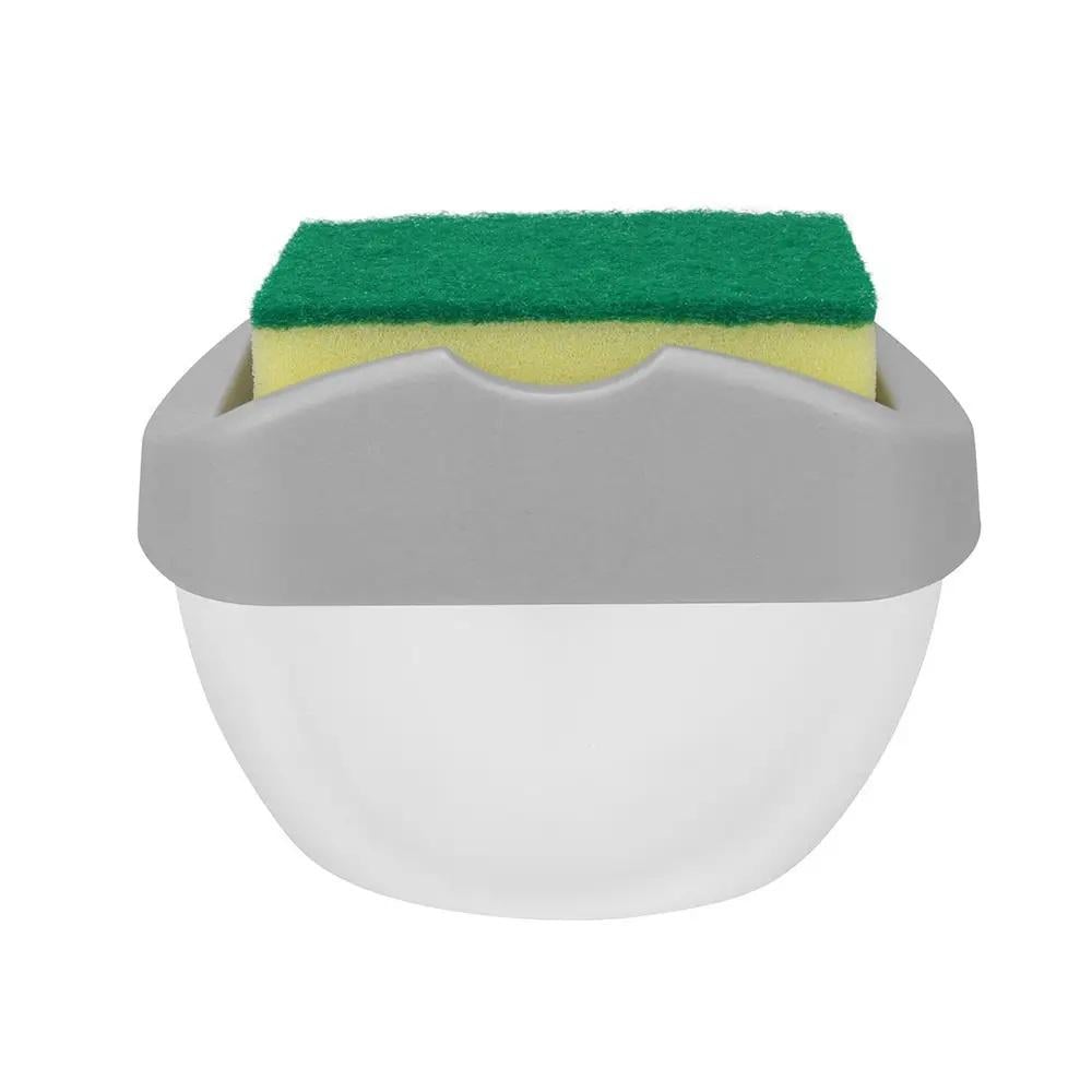 Дозатор для моющего средства Stenson R93687 с губкой 400 мл Белый с серым (25173484)