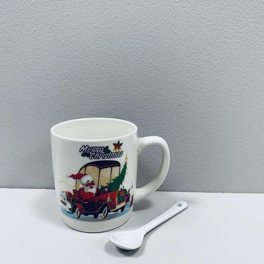 Чашка з ложкою Olens O8030-289/2 Новорічне асорті порцеляна 200 мл (2422776070)