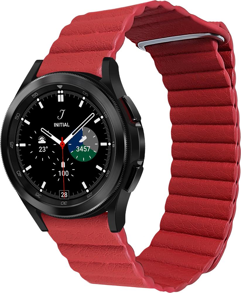 Ремешок кожаный Genis для Galaxy Watch 4 Classic 46 мм Red (26495-2D)