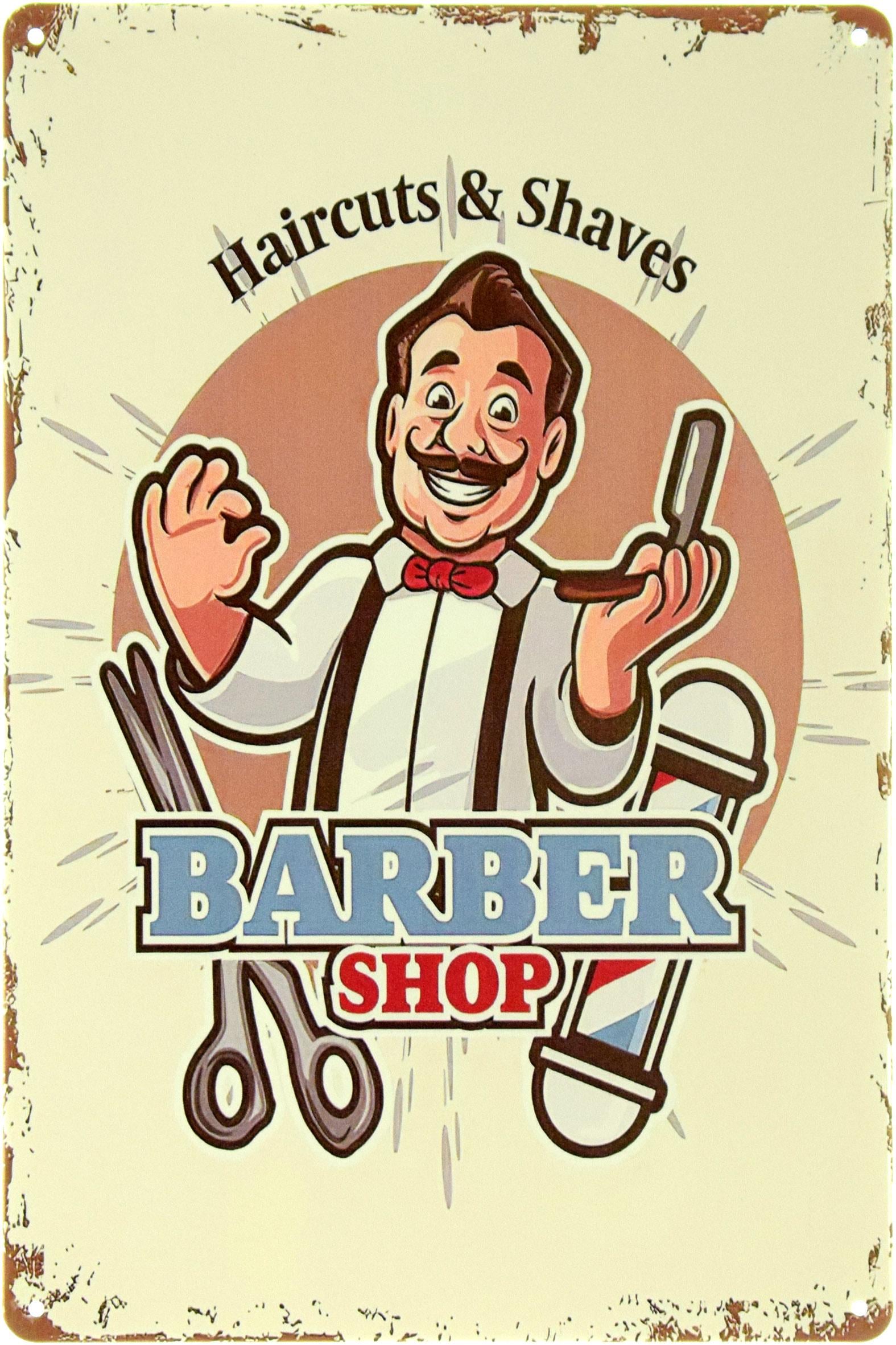Табличка металева "Barber Shop Haircuts&Shaving" 20x30 см (ms-104062)