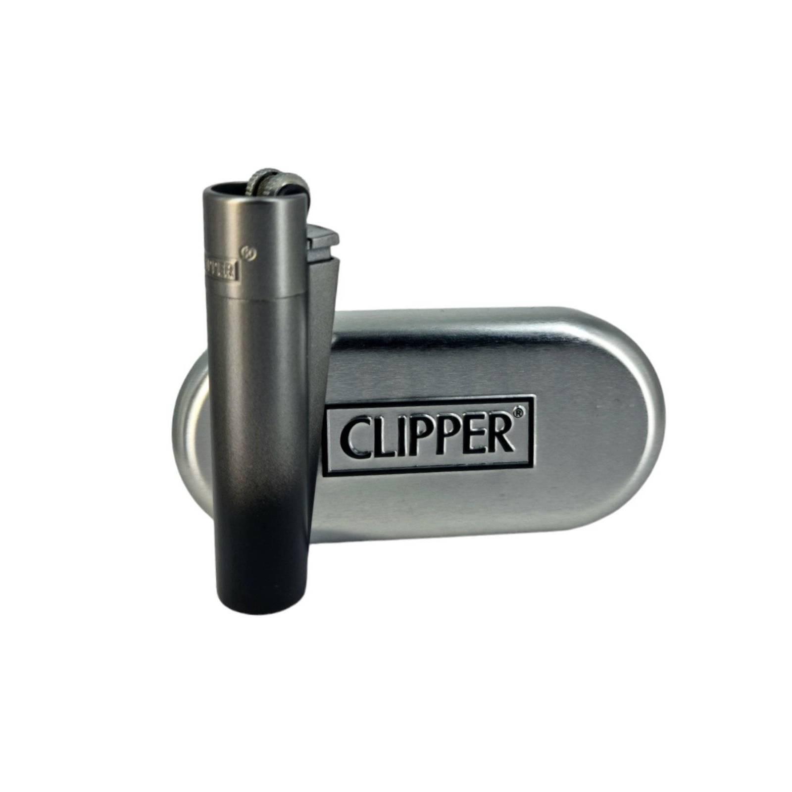 Зажигалка металлическая Clipper Black/Grey