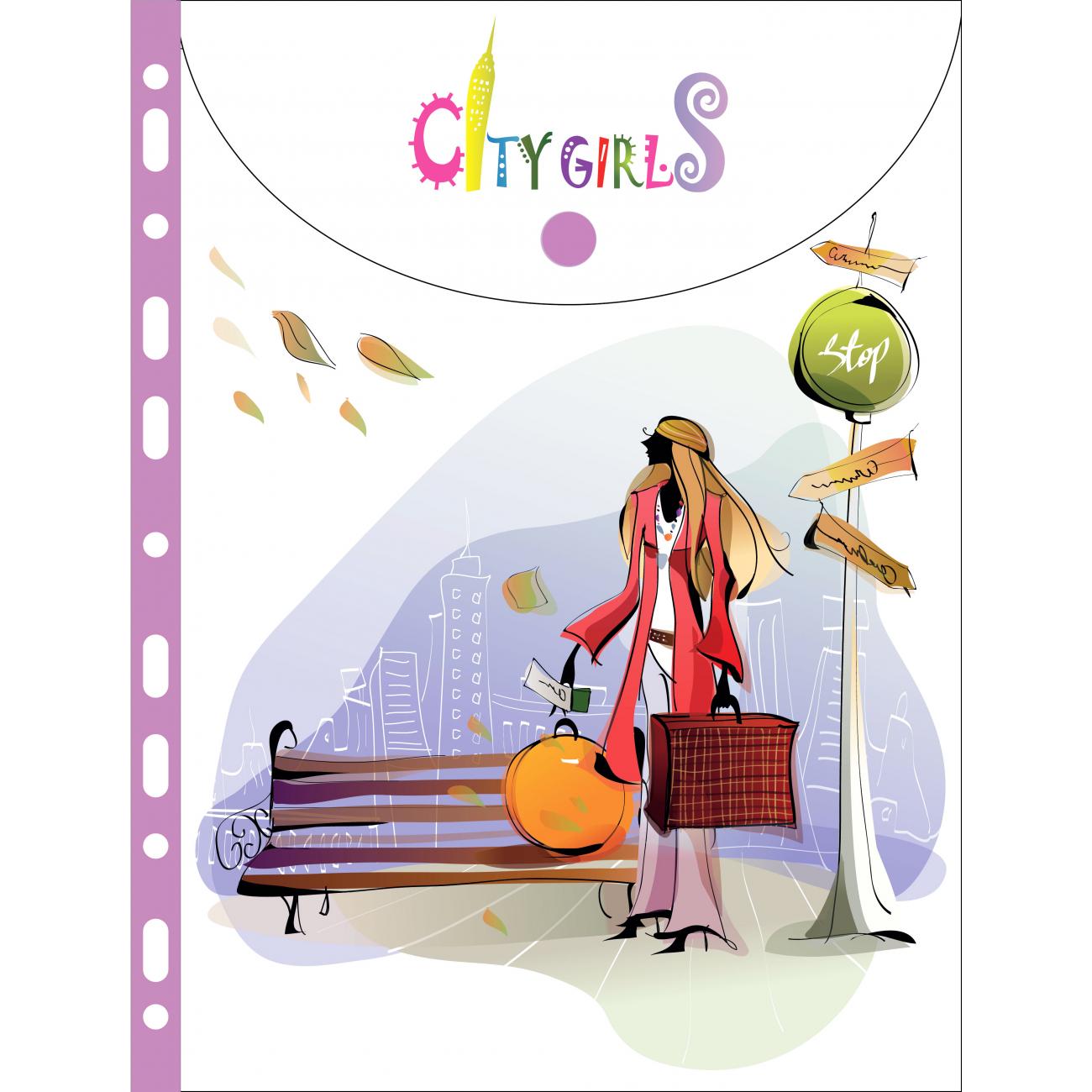 Папка-конверт LEO Сity girls А4 з вертикальною перфорацією на липучці (490719)