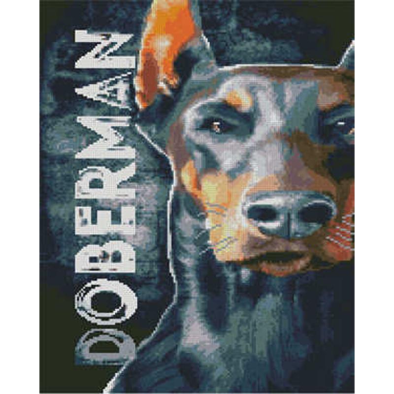 Алмазная мозаика на подрамнике Strateg Премиум Доберман 40x50 см (Str-L-081)