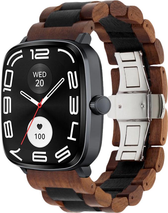 Ремінець дерев'яний WoodLock для Haylou RS5 LS19 Black Brown (40884-26)