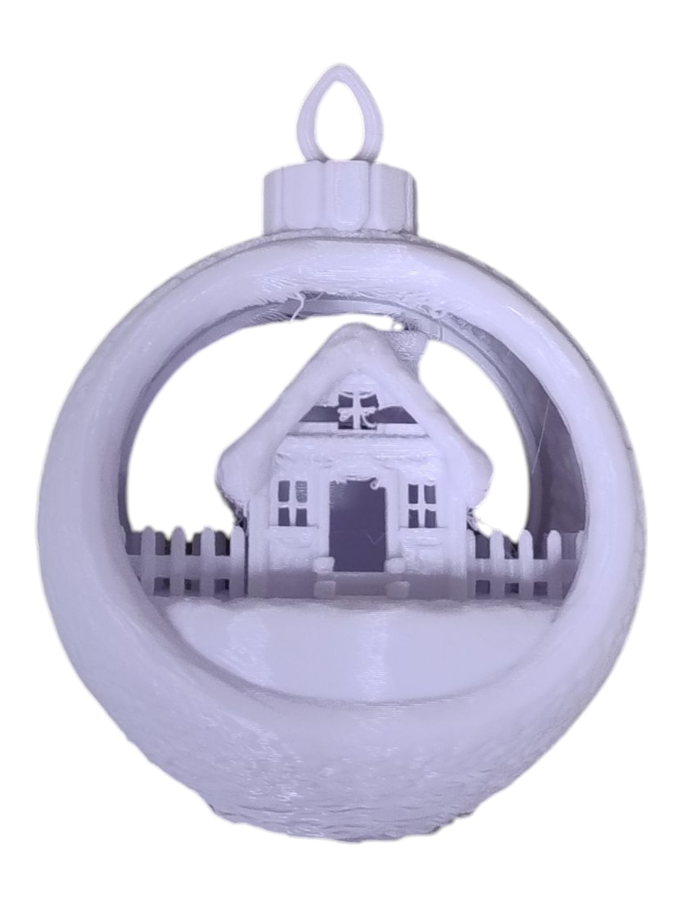 Підвіска новорічна МЕСКАН Куля Хатинка Білий (214036)