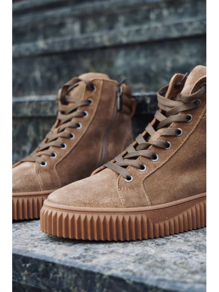 Кеди жіночі замшеві високі р. 37 24 см Коричневий - фото 5 Кеди жіночі замшеві високі р. 37 24 см Коричневий - фото 5